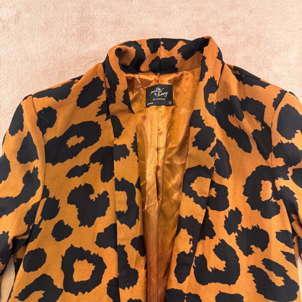 Milk & Honey Leopard Print Blazer Mob Wife Chic Edgy Luxe Party Indie Retro Sz S - Picture 5 of 11